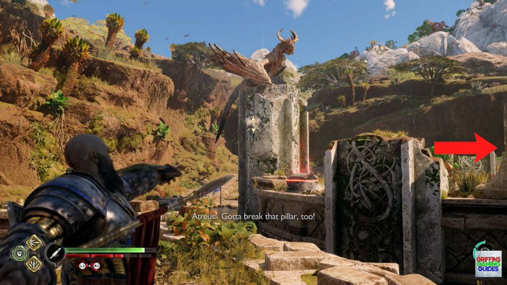 God Of War Ragnarok Crater Hunt Quaking Hollow Remove Next Pillar and Go Right