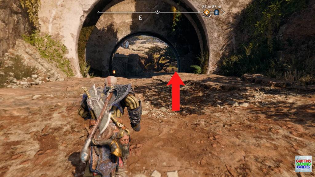God Of War Ragnarok Crater Hunt The Burning Skies Cross Plains and use Zipline