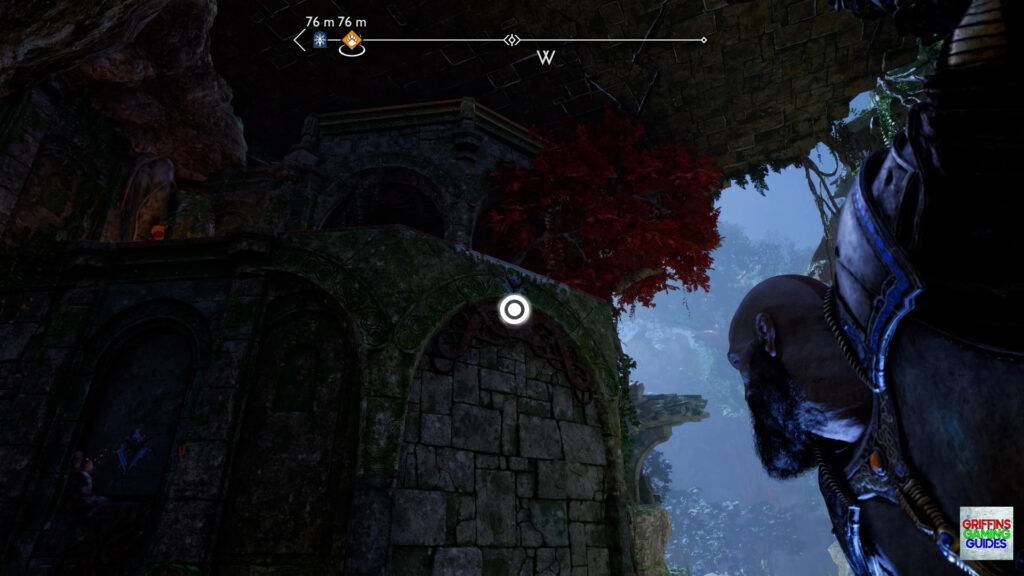 God Of War Ragnarok Crater Hunt Trail Of The Dead Mantle Up to Ledge