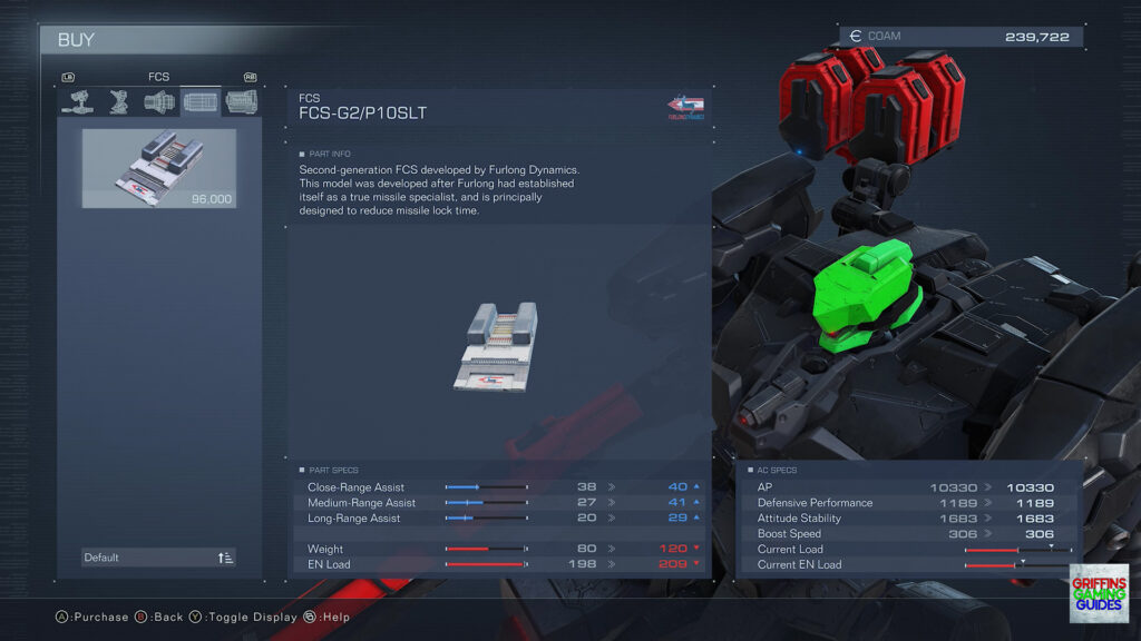 Armored Core VI Fires Of Rubicon FCS Parts Guide FCS-G2P10SLT FCS